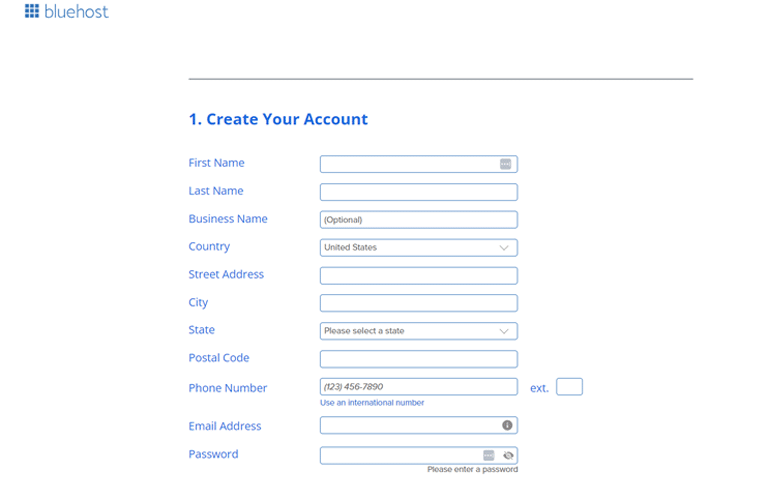 Create Your Bluehost Account