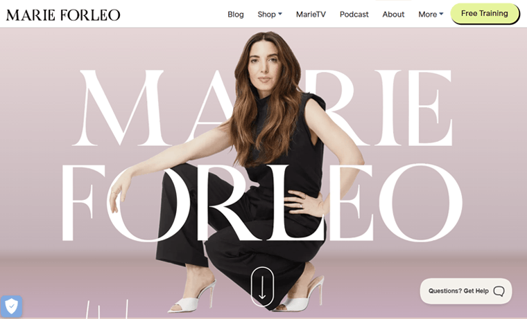 Marie Forleo About Me Page Example