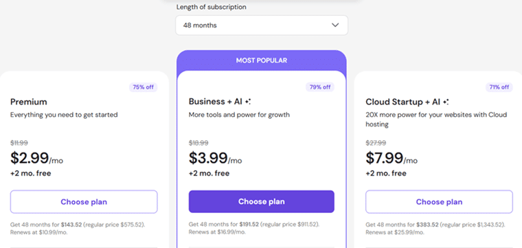 Hostinger Hosting Plans
