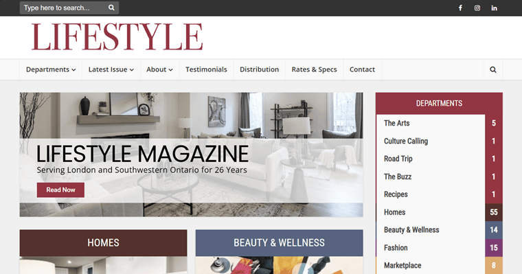Lifestyle Magazine Website Example