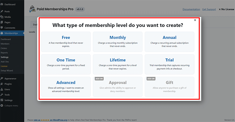 Choose Desired Kind of Membership Level