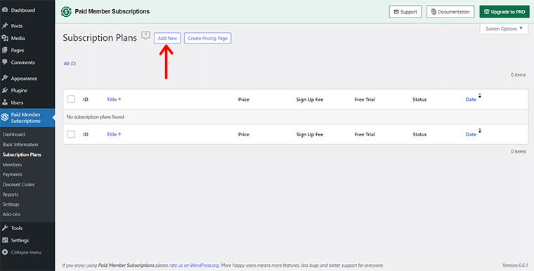 Click on Add New Button on Top
