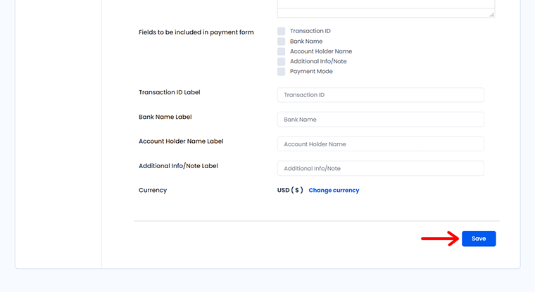 Click on Save Button to Save Changes