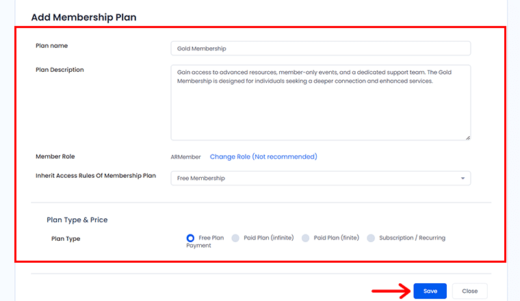 Type in Required Details & Click on Save