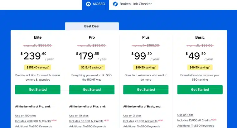 AIOSEO Pricing