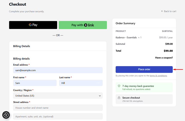 Add Billing And Payment Details