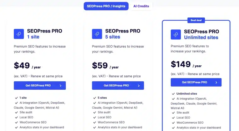 SEOPress Pricing
