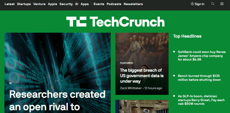 TechCrunch Tech Blog Example
