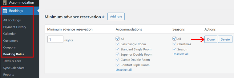 Booking Rules Creation