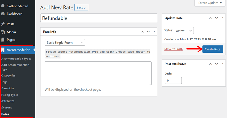 Create a New Rate