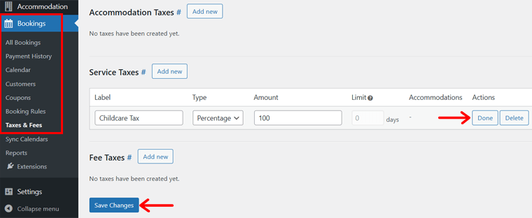 Create Taxes and Fees