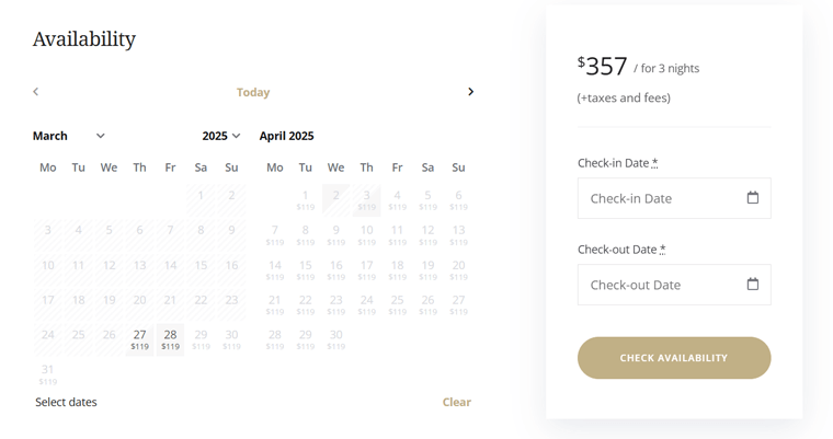 Guest Availability Calendar