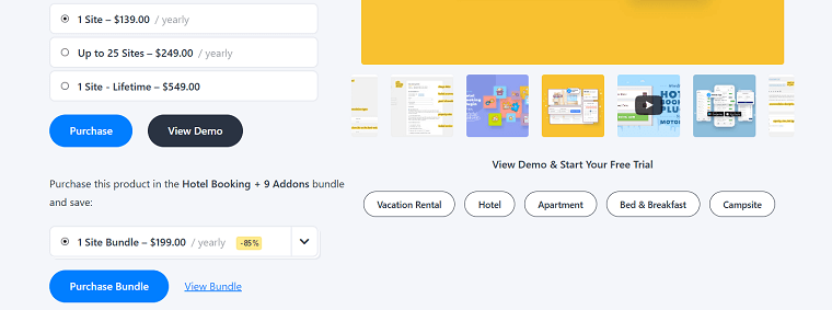 Pricing Plans of MotoPress Hotel Booking