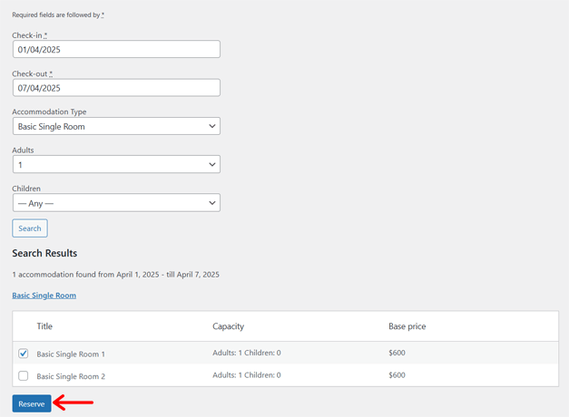 Reserve Bookings by Admin