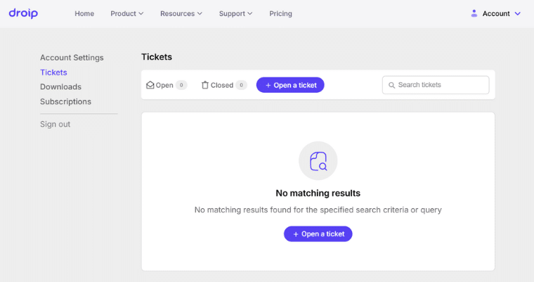 Droip Suport Options