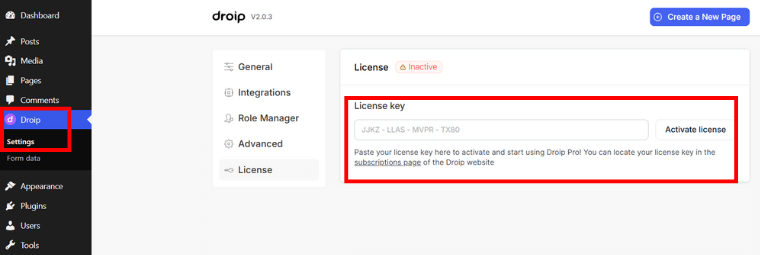 Activate Droip License