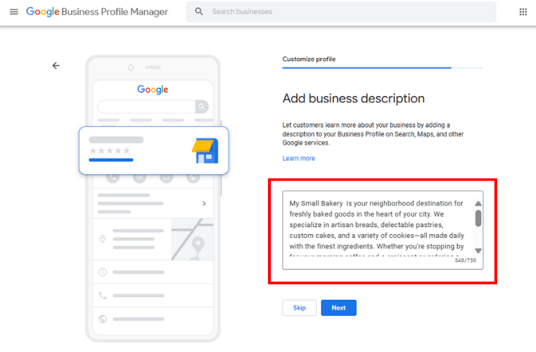 Add Business Description