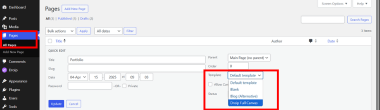 Change To Droip Full Canvas