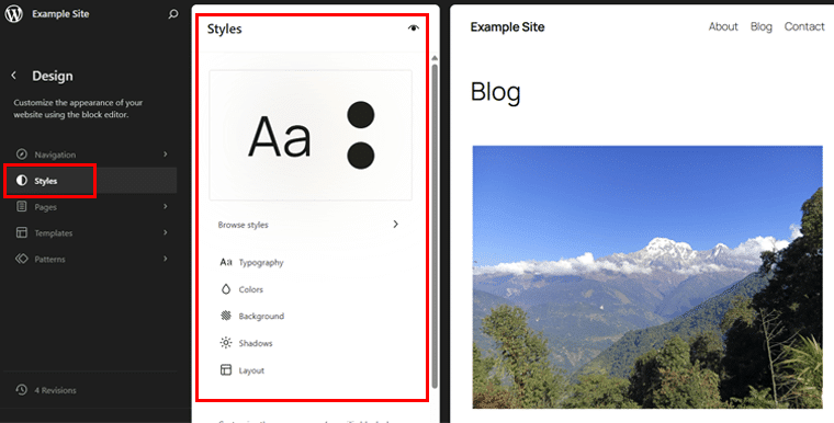 Global Styles in the Styles Menu