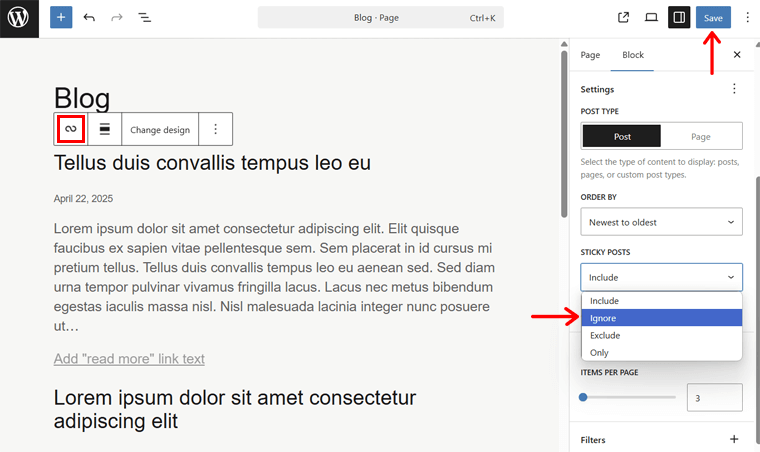 Ignore Sticky Posts on Query Loop