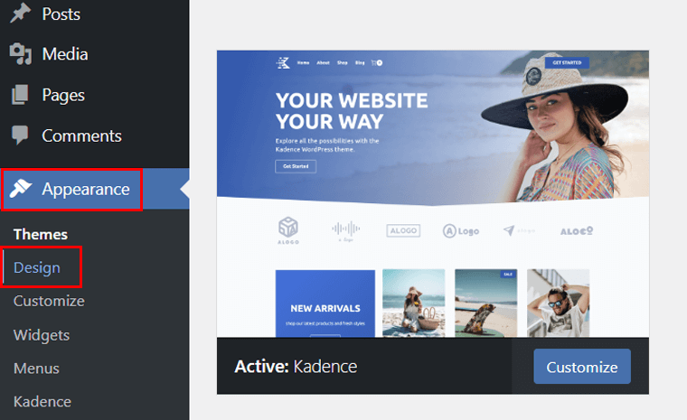 Navigate Appearance and Then Editor