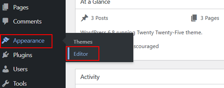 Navigate Appearance and then Editor