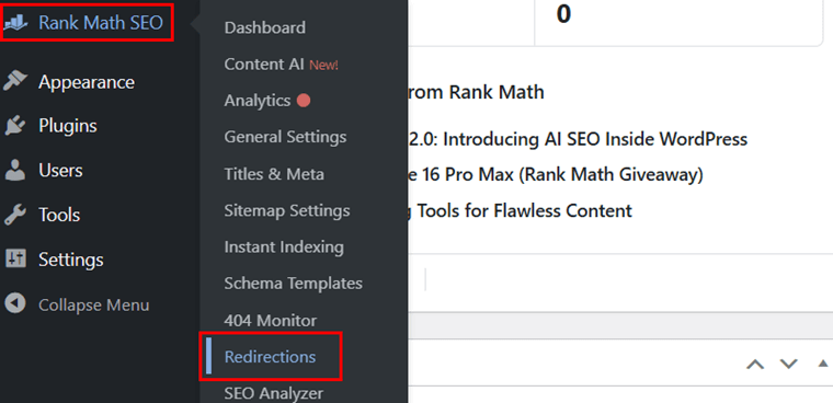 Navigate Redirections on Dashboard