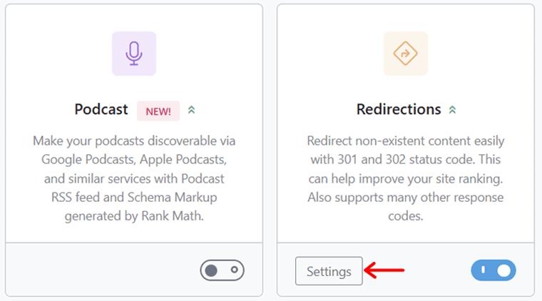 Open Redirections Settings