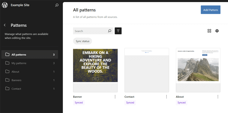 Patterns Inside the Design Menu