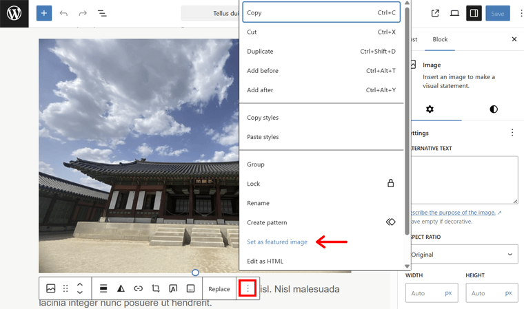 Set an Image Block as the Featured Image