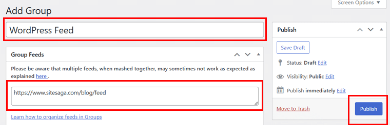 Add Feed to Feed Group