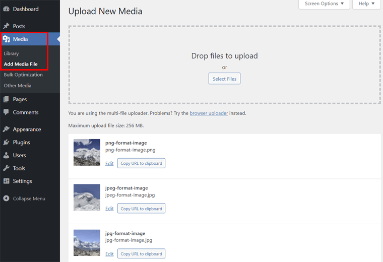 Add Media Files to Dashboard