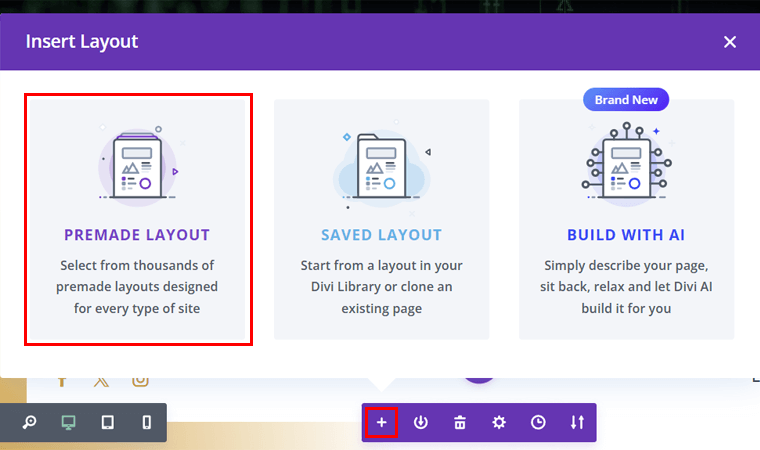 Choose Premade Layout