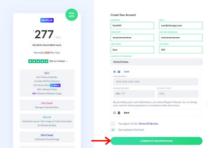 Complete Registration of Divi Purchase