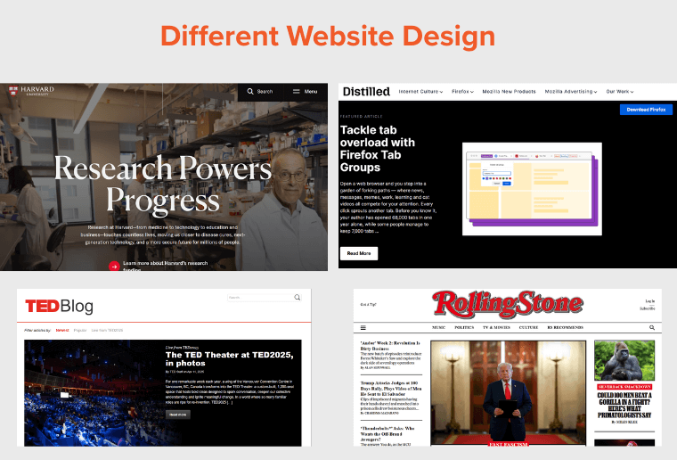 Different Website Design