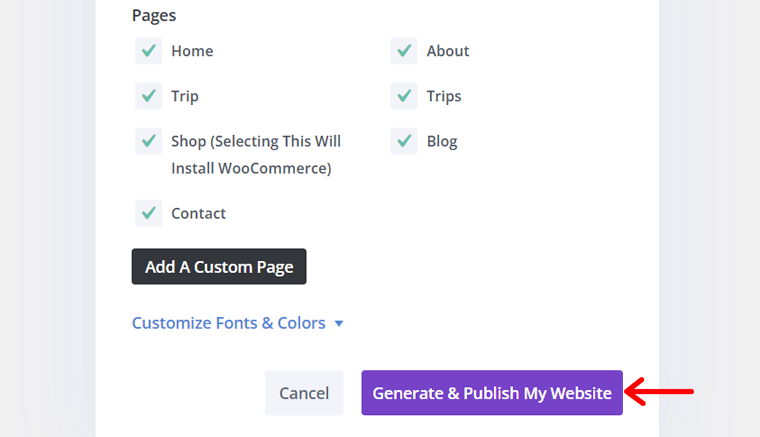 Generate and Publish Starter Site