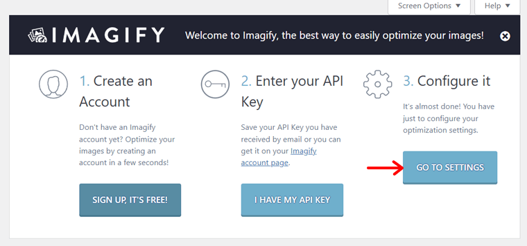 Go to Imagify Settings to Use WordPress WebP Images