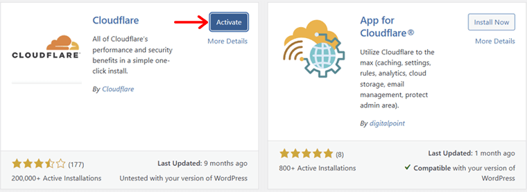Press the Activate Button to Start Using Cloudflare