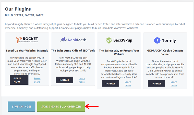 Save and Go to Bulk Optimizer - Use WebP Images on WordPress