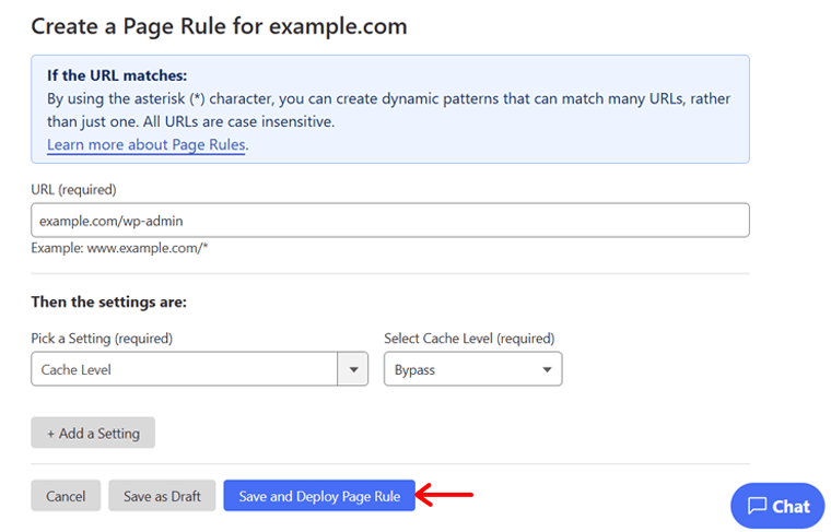 Save a New Page Rule