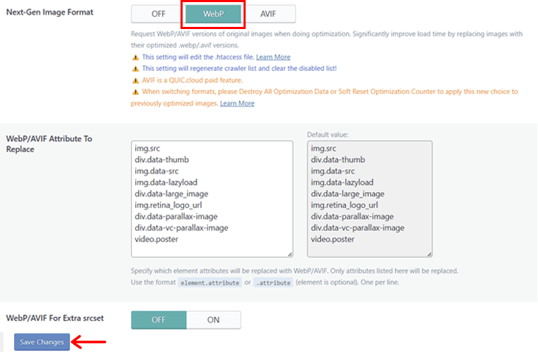 Save Next-Gen WebP Format