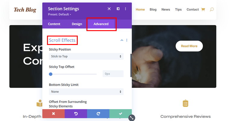 Scroll Effects for Sticky Navigation