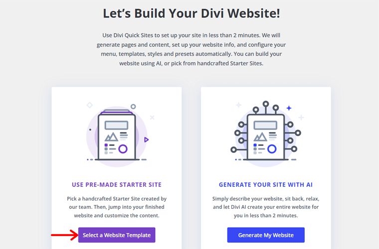 Select a Website Template