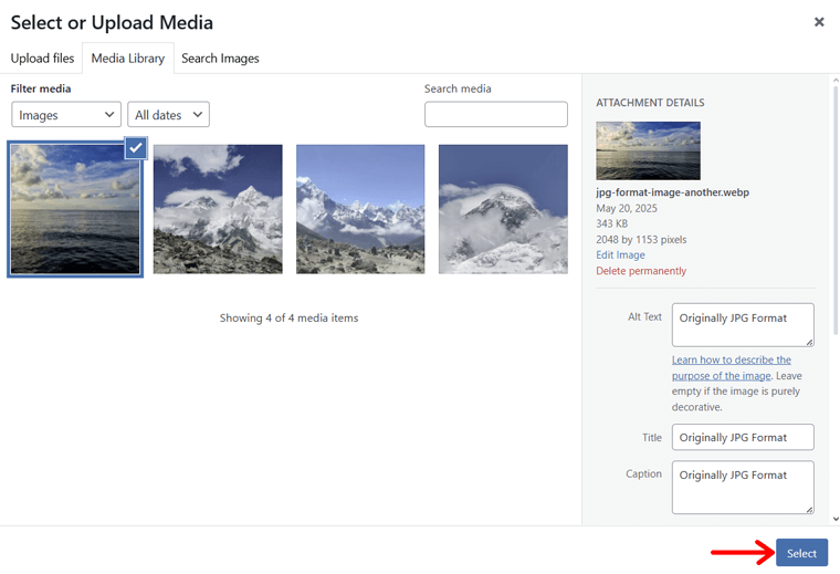 Select the WebP Image