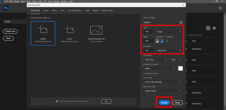 Set Image Size and Resolution