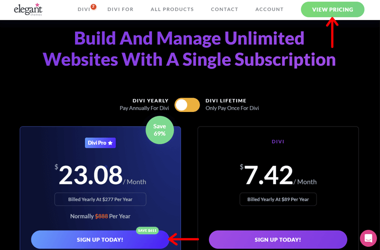 Sign Up Today on Pricing Plan