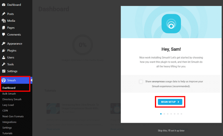 Setup Smush Plugin