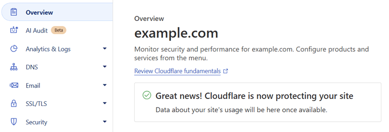 Success Message of Cloudflare CDN