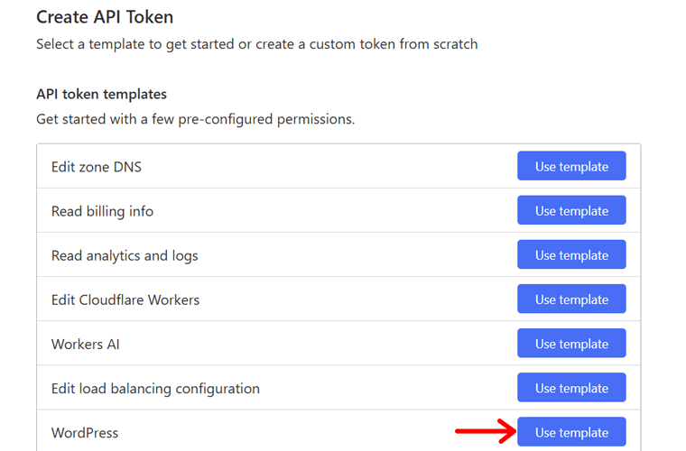 Use the WordPress Template for API Token