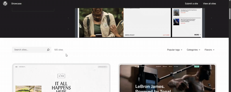 WordPress Sites Showcase in WordPress.org